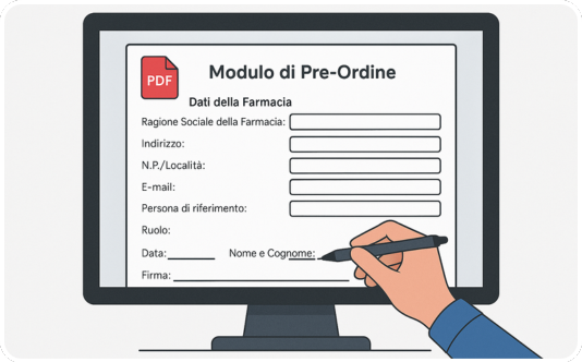 Mockup modulo preordine per pharmonos